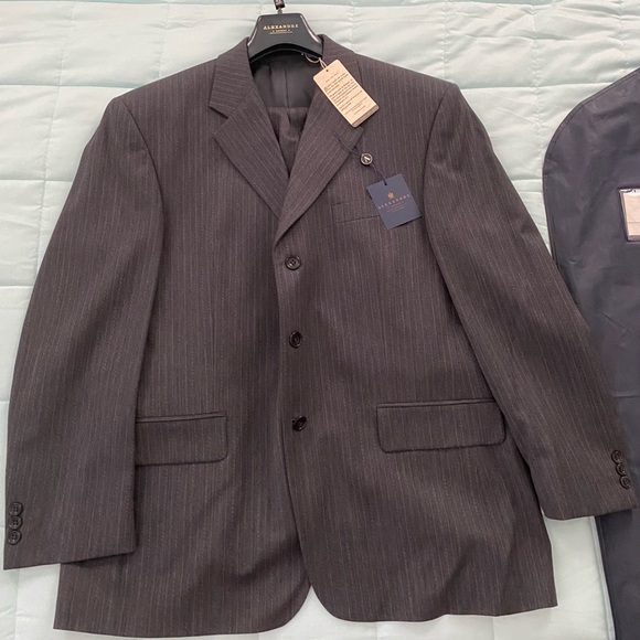 NWT ALEXANDRE LONDON 42S Pinstripe gray suit - Picture 2 of 12